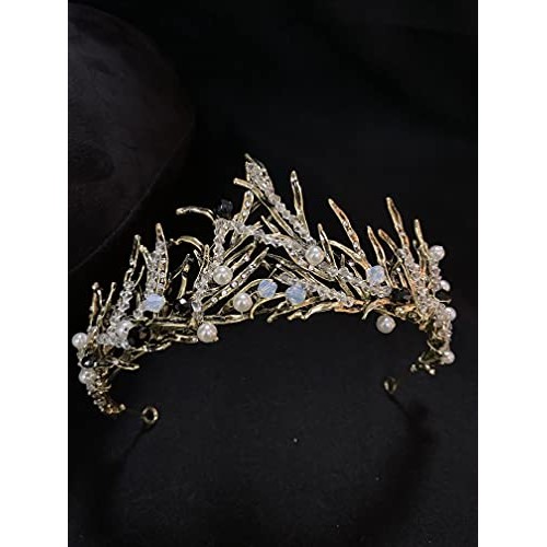Sunshinesmile Bride Vintage Princess Hair Crown Handmade Artificial Black Rhi...