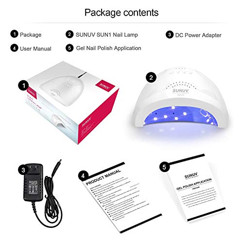 UV LED Nail Lamp, SUNUV Gel Nail Light for Nail Polish 48W UV Dryer with 3 Ti...