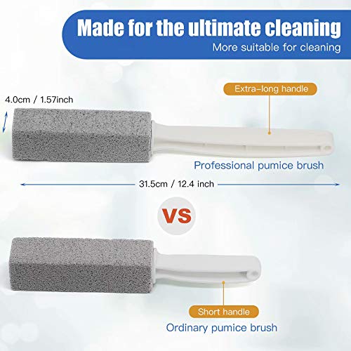 2 Pack Pumice Stone Brush Toilet Bowl Cleaner with Extra Long Handle, 100% Na...