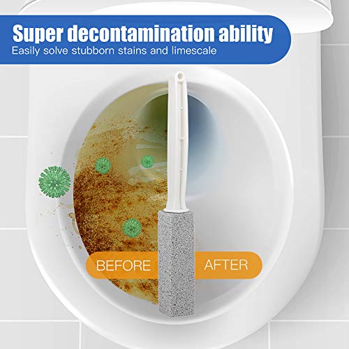 2 Pack Pumice Stone Brush Toilet Bowl Cleaner with Extra Long Handle, 100% Na...