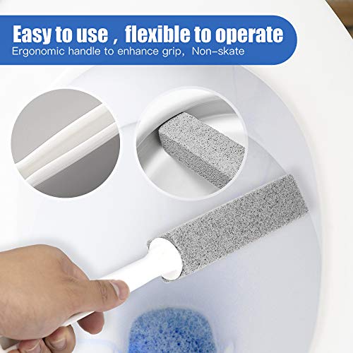 2 Pack Pumice Stone Brush Toilet Bowl Cleaner with Extra Long Handle, 100% Na...