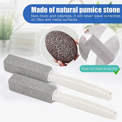 2 Pack Pumice Stone Brush Toilet Bowl Cleaner with Extra Long Handle, 100% Na...