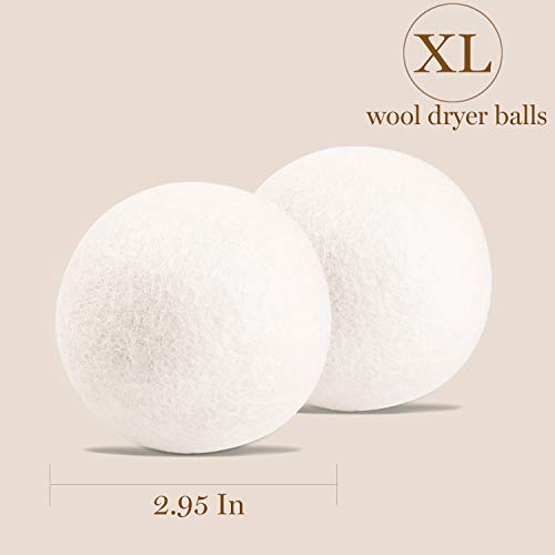 Wool Dryer Balls Organic XL, Eco Dryer Balls Laundry 4 Pack Natural Fabric So...