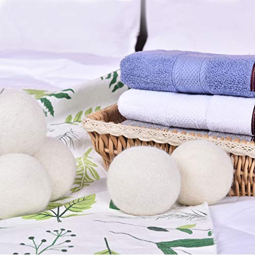 Wool Dryer Balls Organic XL, Eco Dryer Balls Laundry 4 Pack Natural Fabric So...