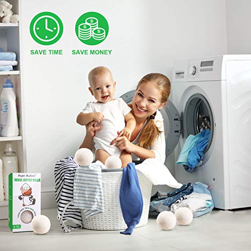 Wool Dryer Balls Organic XL, Eco Dryer Balls Laundry 4 Pack Natural Fabric So...