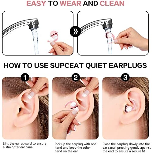 Ear Plugs for Sleeping Noise Cancelling, 2 Pairs Reusable Earplugs Sound Bloc...