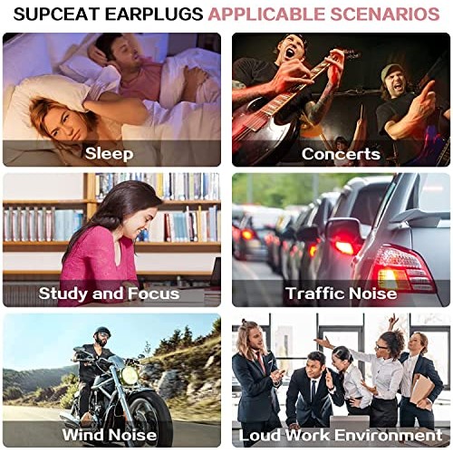 Ear Plugs for Sleeping Noise Cancelling, 2 Pairs Reusable Earplugs Sound Bloc...