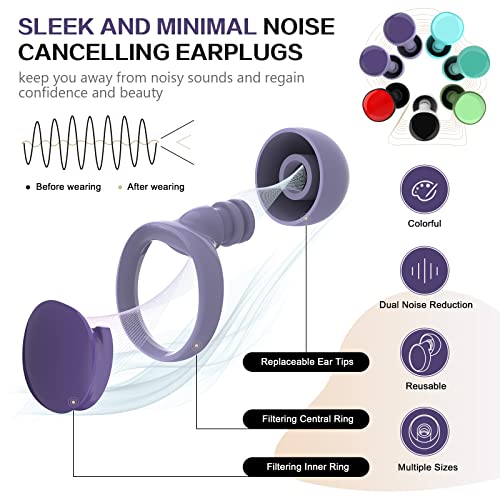 Noise Reduction Earplugs Silicone Ear Plugs Noise Cancelling,Reusable Earplug...