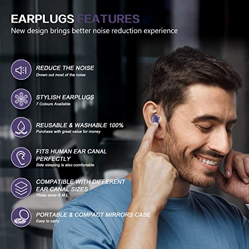 Noise Reduction Earplugs Silicone Ear Plugs Noise Cancelling,Reusable Earplug...