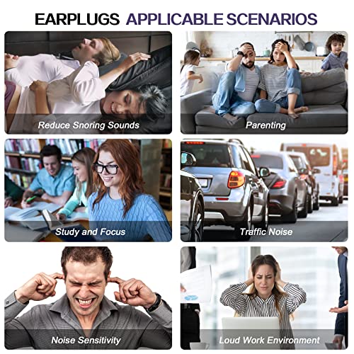 Noise Reduction Earplugs Silicone Ear Plugs Noise Cancelling,Reusable Earplug...
