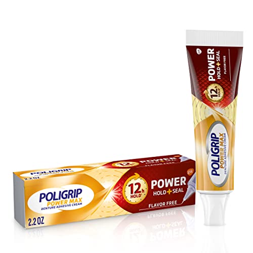 Poligrip Power Max Power Hold plus Seal Denture Adhesive Cream, Denture Cream...