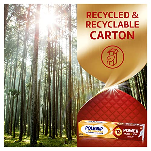 Super Poli-Grip Power Max Power Hold plus Seal Denture Adhesive Cream, Dentur...