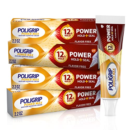 Super Poli-Grip Power Max Power Hold plus Seal Denture Adhesive Cream, Dentur...