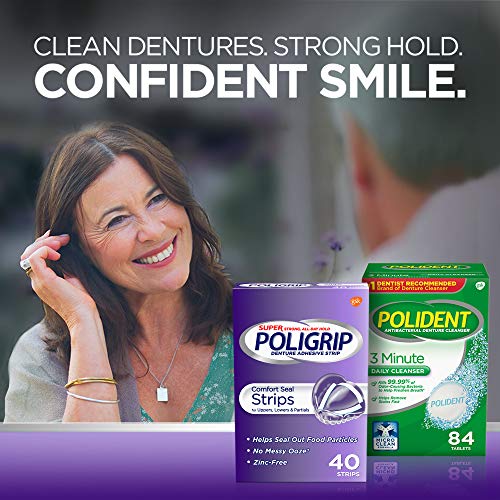 Super Poligrip Comfort Seal Denture and Partials Adhesive Strips, 40 Count (P...