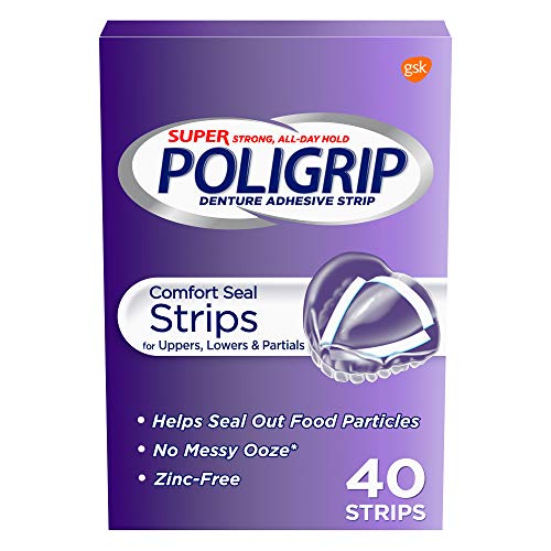 Super Poligrip Comfort Seal Denture and Partials Adhesive Strips, 40 Count (P...