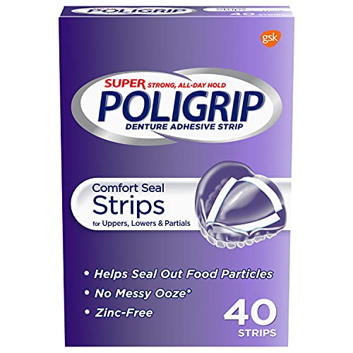 Super Poligrip Comfort Seal Denture and Partials Adhesive Strips, 40 Count (P...