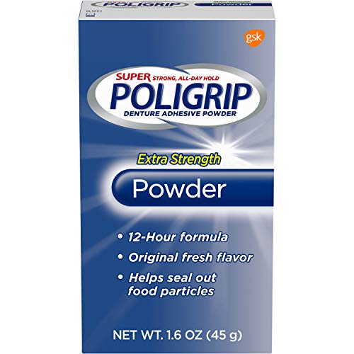Super Poligrip Denture Adhesive Powder Extra Strength - 1.6 oz (Pack of 2) by...