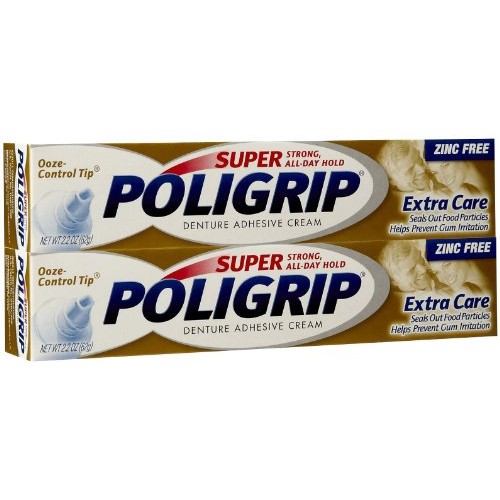 Super Poligrip Extra Care Denture Adhesive Cream with Poliseal - 2.2 oz - 2 pk