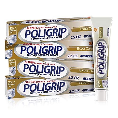 Super Poligrip Extra Care Denture Adhesive Cream, Zinc Free Denture Cream - 2...
