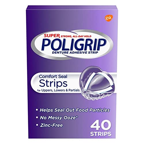 Super Poligrip Strips Size 40 Ct Poligrip Strong All Day Comfort Seal Denture...