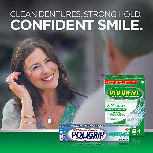 Super Poligrip Ultra Fresh Mint Flavor Zinc Free Denture Adhesive Cream, 1.4 ...