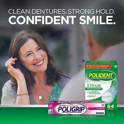 Super Poligrip Zinc Free Denture and Partials Adhesive Cream, 2.4 ounce (Pack...