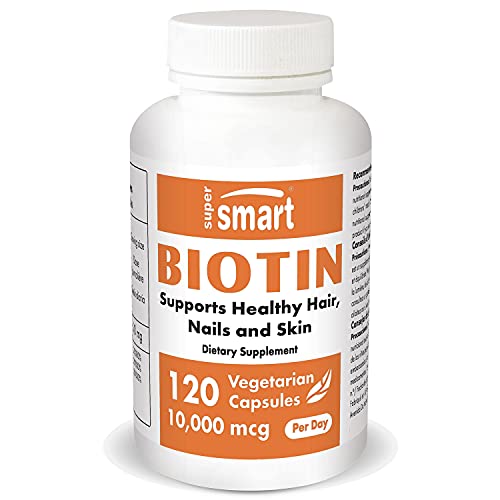 Supersmart - Biotin 10,000 mcg Per Day - Vitamin B7 Supplement - Nail & Hair ...