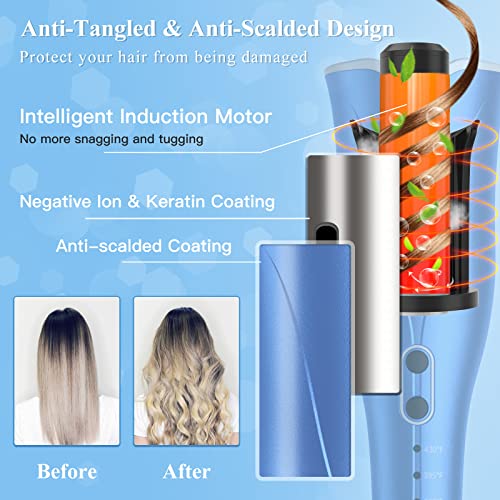 Auto Hair Curler, Automatic Curling Iron Wand with 1" Large Rotating Barrel &...