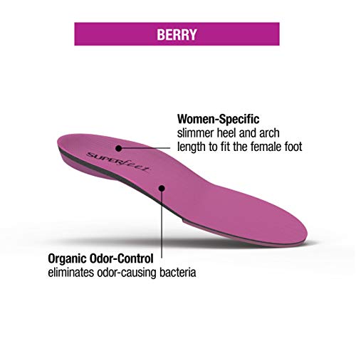 Superfeet womens BERRY Comfort High Arch Support and Forefoot Cushion, Orthot...