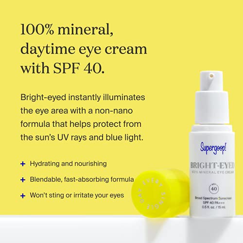 Supergoop! Bright-Eyed 100% Mineral Eye Cream, 0.5 fl oz - SPF 40 PA+++ Hydra...