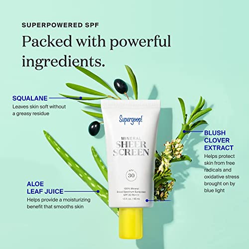 Supergoop! Mineral Sheerscreen SPF 30 PA+++, 0.5 fl oz - 100% Mineral, Broad ...