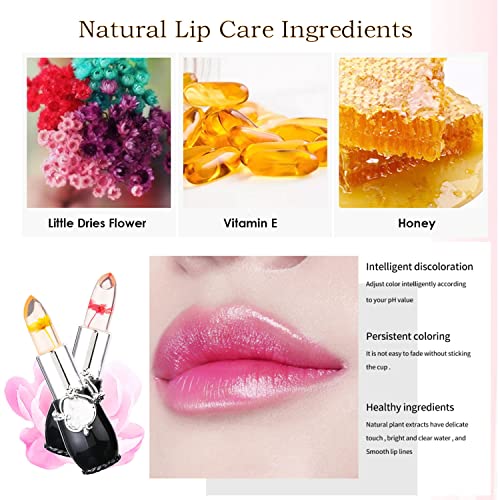 Flower Lip Gloss Clear Lipstick Set, 6Pcs Magic Temperature Color Change Lip ...
