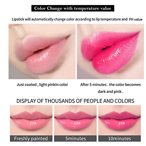 Flower Lip Gloss Clear Lipstick Set, 6Pcs Magic Temperature Color Change Lip ...