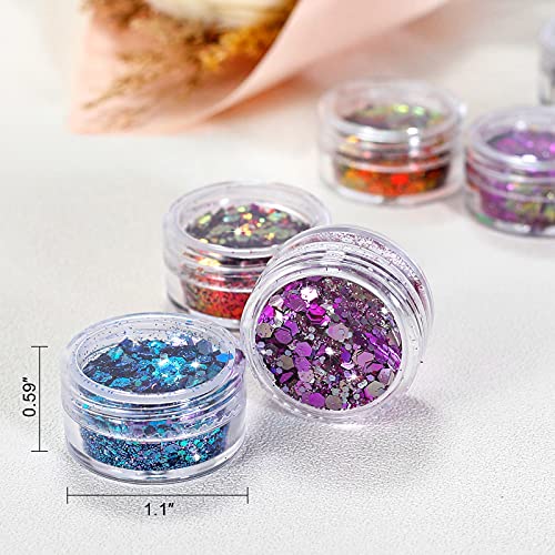 Glitter SUPGIFT 15 Colors 130g Holographic Chunky Cosmetic Chameleon Sequins ...