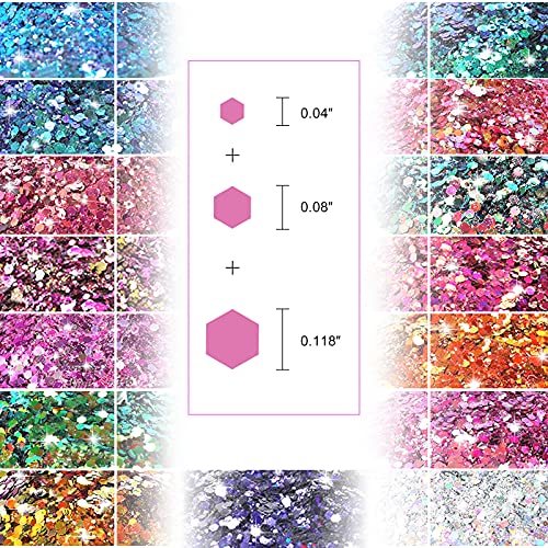 Glitter SUPGIFT 15 Colors 130g Holographic Chunky Cosmetic Chameleon Sequins ...