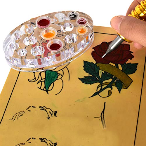 SUPVOX Ellipse Transparent Pigment Shelf Acrylic Tattoo Ink Cup Tattoo Pigmen...