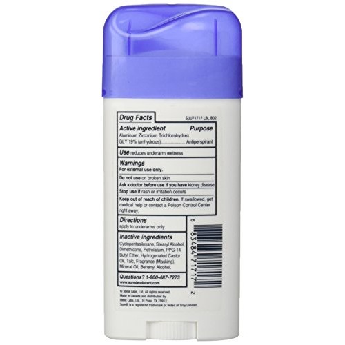 Sure Invisible Solid Anti-Perspirant and Deodorant, Unscented, 2.6-Ounces (Pa...