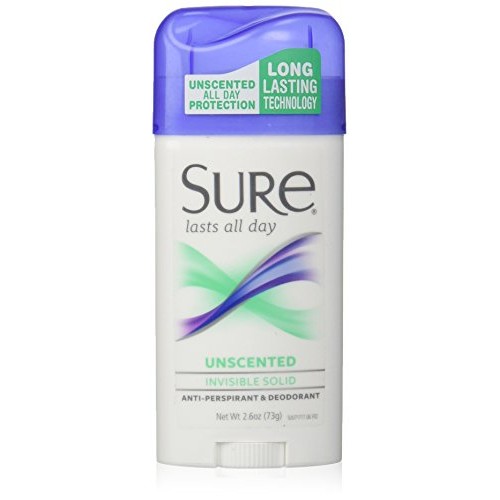 Sure Invisible Solid Anti-Perspirant and Deodorant, Unscented, 2.6-Ounces (Pa...