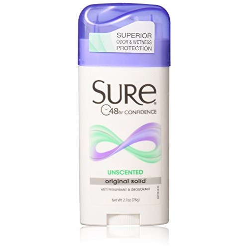 Sure Original Solid Unscented, Anti-Perspirant Deodorant 2.70 oz (Pack Of 3)