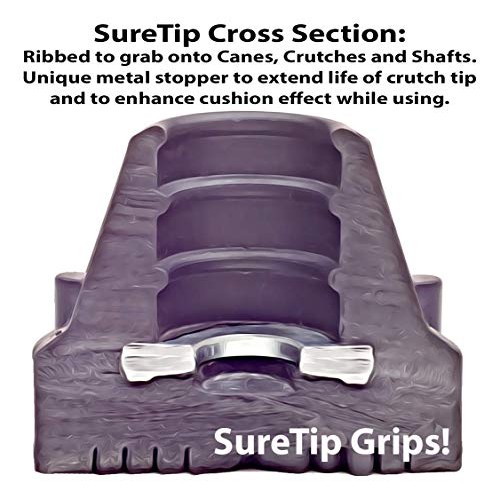 SureTip Black Crutch Tips & Cane Tip (Pair of 2) – 1 Size Fits All 3/4" 7/8” ...