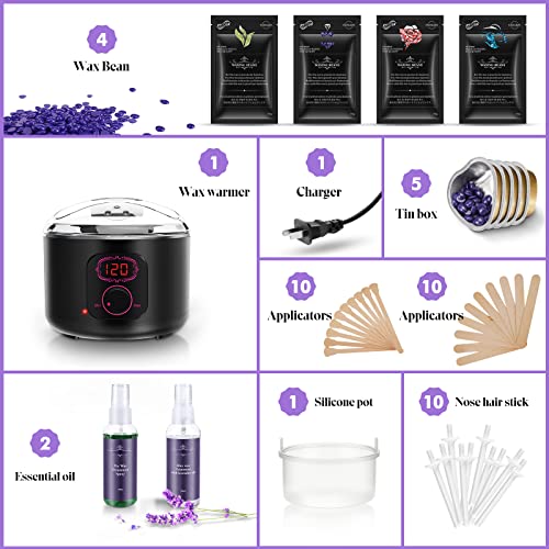 Wax Heater, Complete Wax Hair Removal Kit with Digital Display, Electric Wax ...
