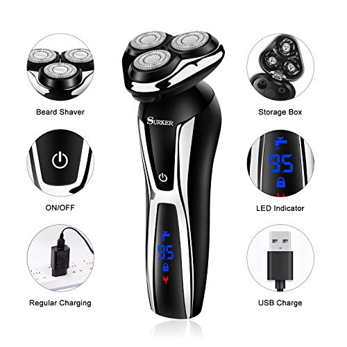 SURKER Electric Shaver Razor Cordless Beard Trimmer for Men Nose Hair Trimmer...