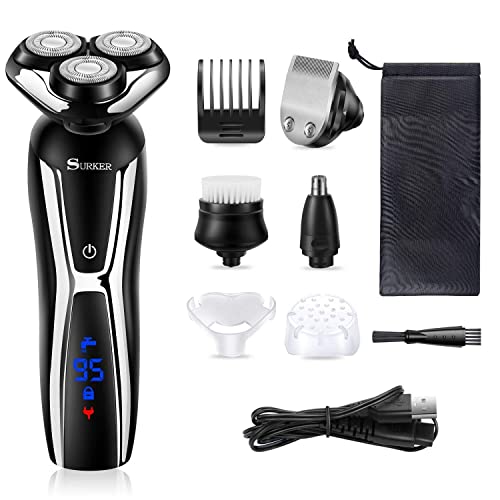 SURKER Electric Shaver Razor Cordless Beard Trimmer for Men Nose Hair Trimmer...