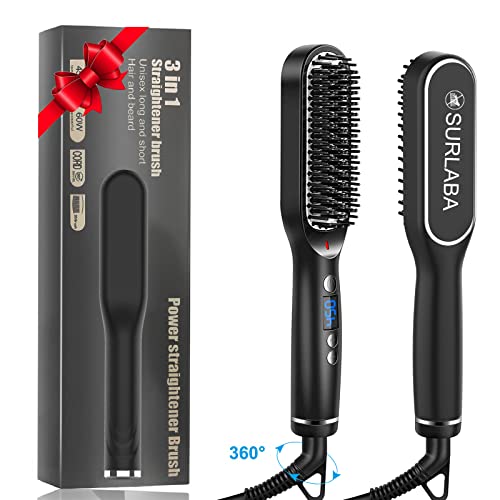Hair Straightener Brush for Women, Beard Straightener for Men, Straightening ...