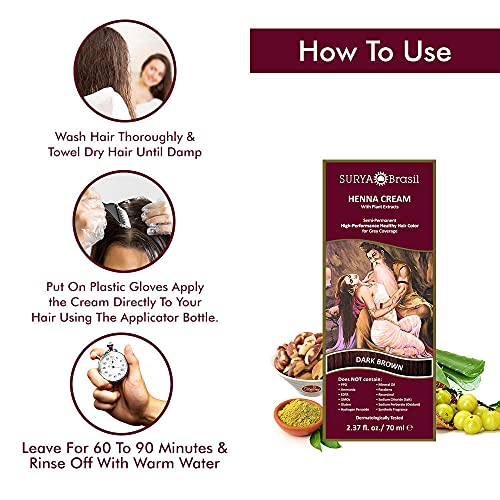 Surya Brasil Products Henna Cream, Dark Brown, 2.37 Fluid Ounce