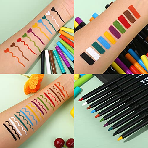 SUSIKEKI 10pcs Colored Gel Eyeliner Pencil Set With Sharpeners Waterproof Lon...