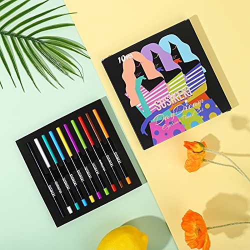 SUSIKEKI 10pcs Colored Gel Eyeliner Pencil Set With Sharpeners Waterproof Lon...
