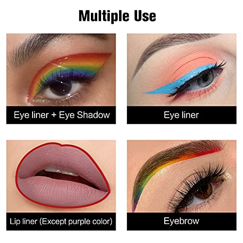 SUSIKEKI 10pcs Colored Gel Eyeliner Pencil Set With Sharpeners Waterproof Lon...