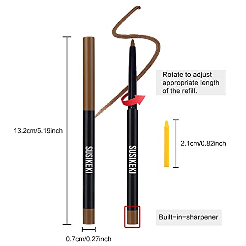 SUSIKEKI 10pcs Colored Gel Eyeliner Pencil Set With Sharpeners Waterproof Lon...