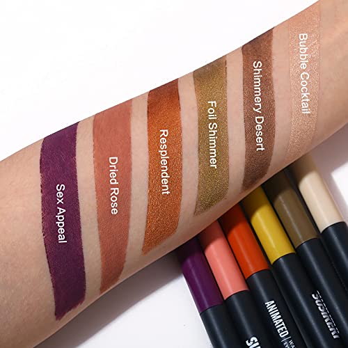 SUSIKEKI 6PCS Eyeshadow Stick + 1PC Double End Eyeshadow Brush Soft Creamy Ma...